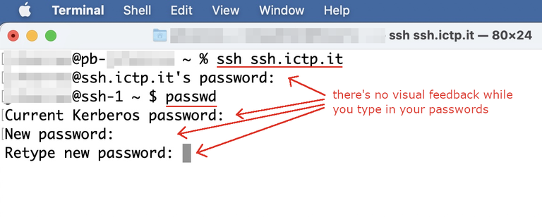 Change password via Terminal